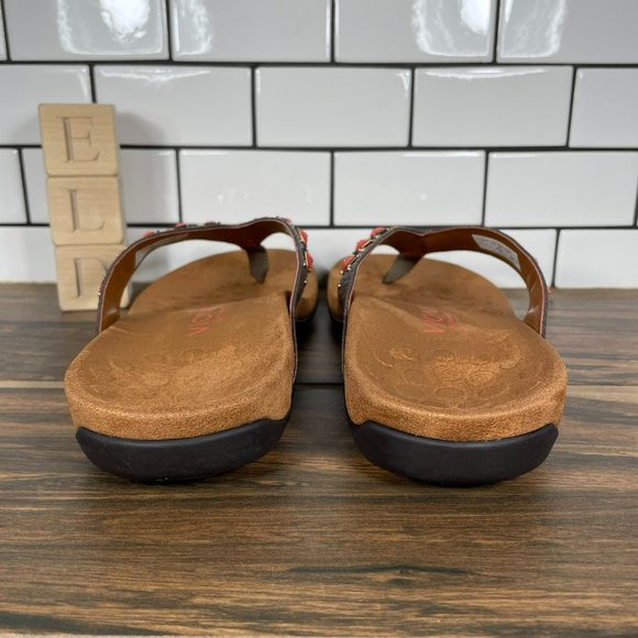 Vionic Floriana Women's Size 9 Shoes Bronze Croc Print Orthaheel Thong Sandals - Picture 4 of 10